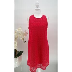 Nanette Lepore Womens Coral Pink Geometric Lace Sleeveless Tent Dress Size 12